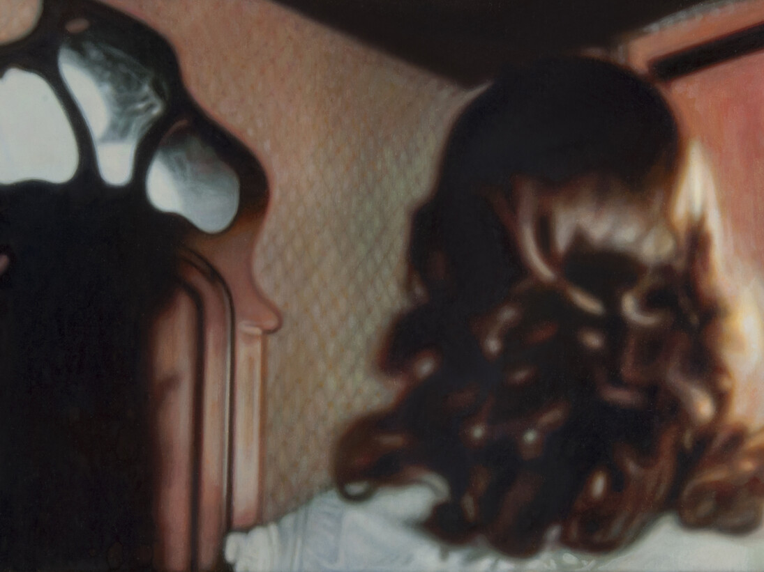 Andrew Leventis, Suzy’s Room, Freiburg, 1977, 2014, oil on linen, 71 x 31 cm