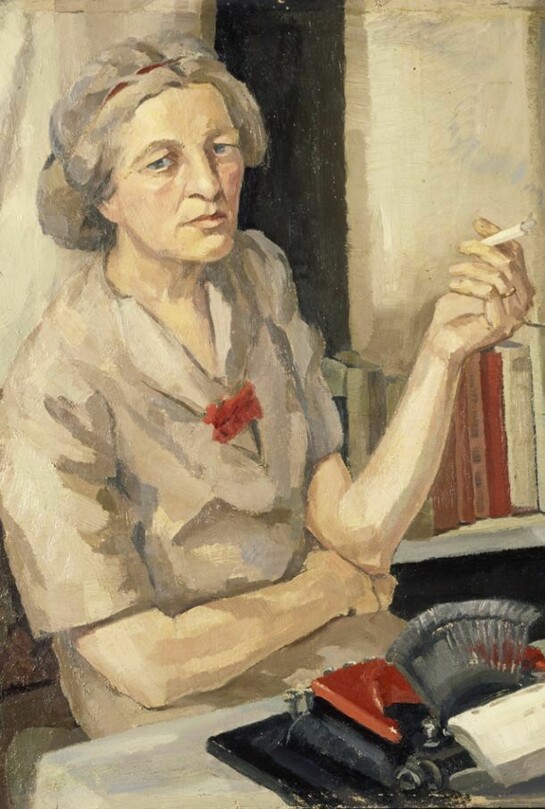 Nigel McIsaac, Willa Anderson, Mrs Edwin Muir, 1890 - 1970. Writer and translator, 1944, oil on plywood: 59.90 x 53.30 cm (framed: 72.00 x 66.00 x 3.30 cm), Scottish National Portrait Gallery
