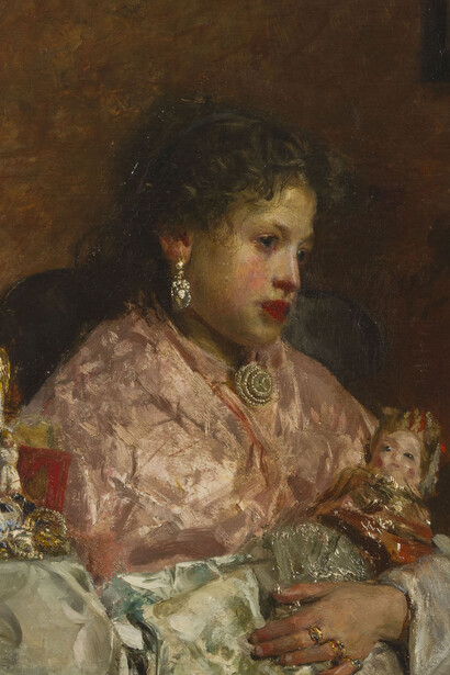 Antonio Mancini, Due bambole, 1878, Olio su tela, 77 x 64 cm. Courtesy of Galleria Bottegantica