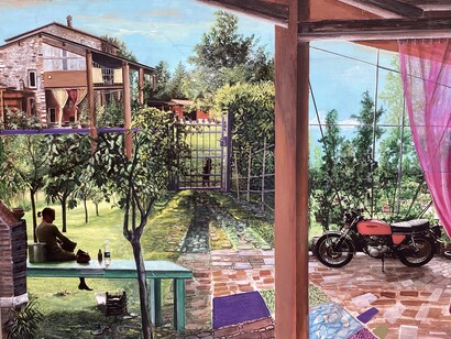 "Vita da cani", tecnica mista, 100x70 cm, 2005, © Francesco Sorbini