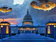 A representation of UFOs over Washington DC, USA