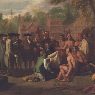 Benjamin West, Penn’s treaty with the indians (detail), 1771–1772. Courtesy of PAFA