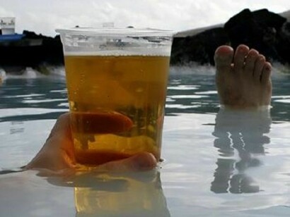 Great combination: a warm bath and a beer