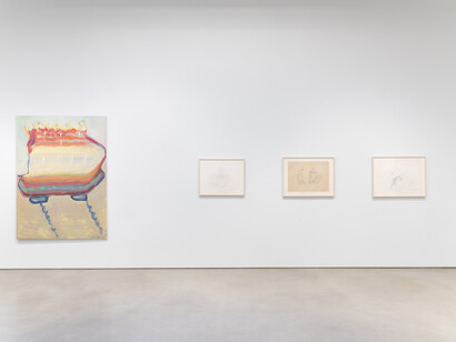 Maria Lassnig, exhibition view. Courtesy of Petzel Gallery