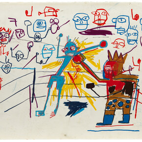 Jean-Michel Basquiat, Untitled (Boxing Ring), 1981, Oilstick on paper, 22 1/8 x 30 1/8 inches (56.2 x 76.5cm), The Schorr Family Collection © The Estate of Jean-­Michel Basquiat / ADAGP, Paris / ARS, New York 2014. Photo by Kent Pell