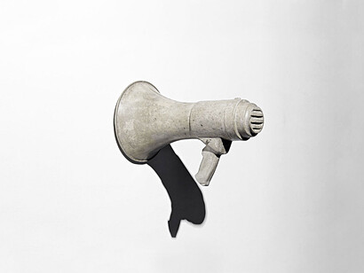 M. Spanghero, Nothing to Say, 2021, 23x37x23cm concrete. Courtesy of Alberta Pane Gallery