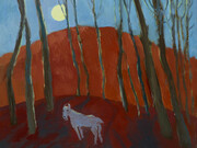 Eugenie Vronskaya, Woodland Creature and the Moon, oil on board, 13½ x 15¾ inches, 30 x 40 cms