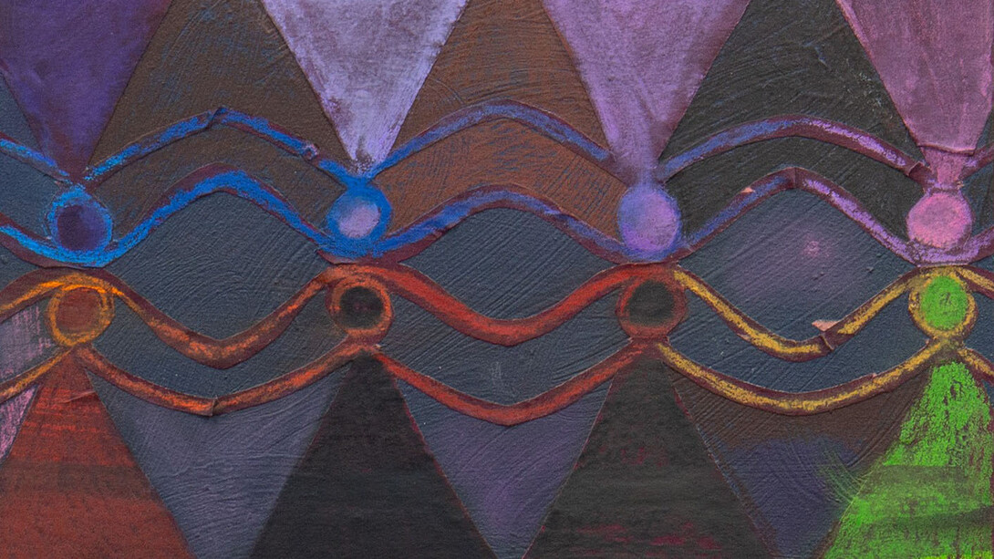 Isabelle Schipper, Paper doll chain painting 3 (Paynes gray and purple) (detail), 2025. Courtesy of March Gallery
