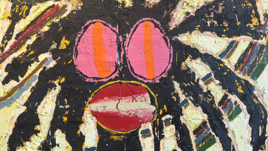 Jack Kabangu, Dark face painting (lyn og sne / lightning and snow) (detail), 2026. Courtesy of Mindy Solomon Gallery