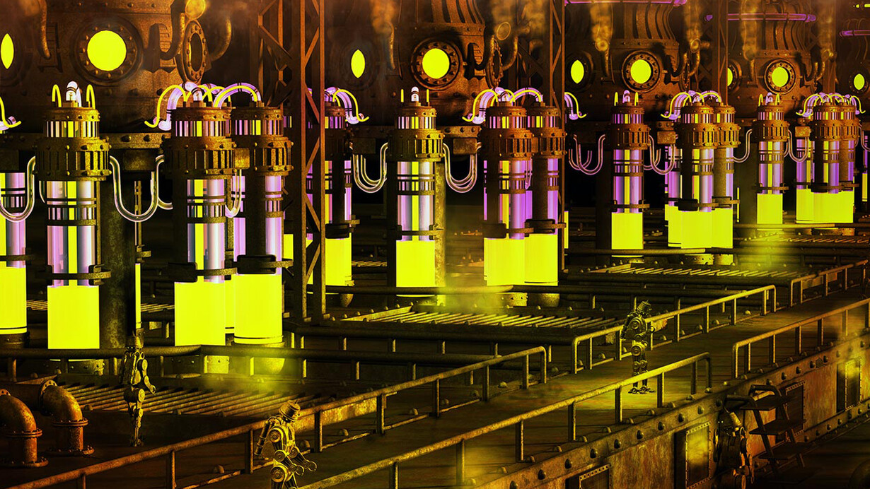 Material radiactivo en una central nuclear