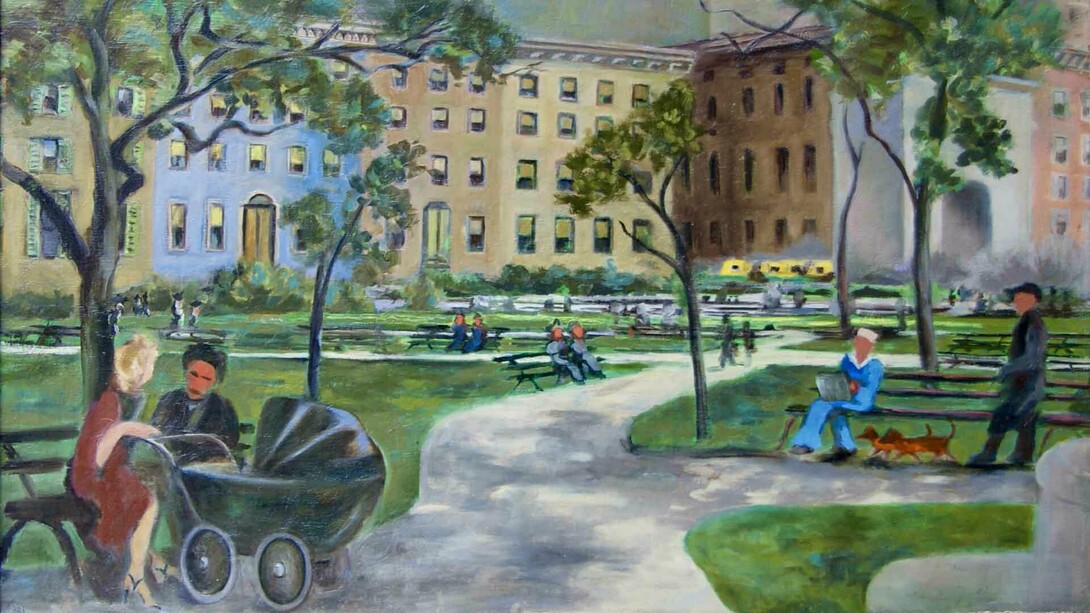 Georgina Klitgaard, War brides, Wash Sq NYC (detail), 1942. Courtesy of Helicline Fine Art
