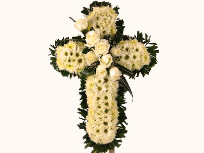 Cruz funeraria de flores