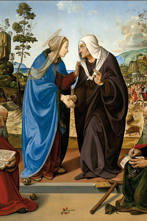 Piero di Cosimo, Visitazione con i santi Nicola e Antonio, particolare, olio su tavola, National Gallery of Art, Washington