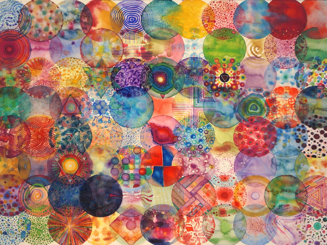 Wu Jian'an, 88 Color Balls (M), 2014, Watercolor on paper, 19 3/4 x 27 in (50 x 69 cm). Courtesy of the artist and Chambers Fine Art