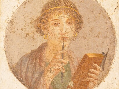 Donna con tavolette cerate e stilo (cosiddetta "Saffo"), Museo archeologico nazionale di Napoli, Italia