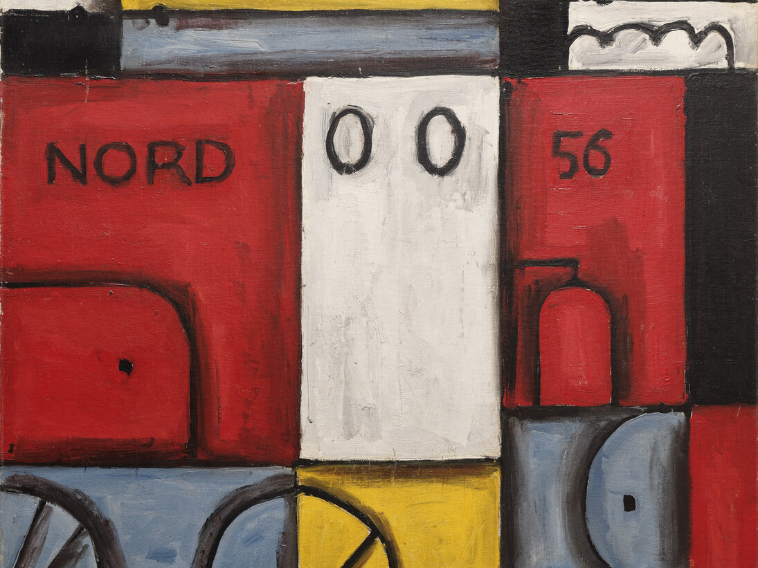 Joaquín Torres-García (Uruguayan. 1874–1949). Constructif locomotive nord (Constructive locomotive north). 1929. Oil on canvas, 21 1/4 x 25 3/8″ (54 x 64.5 cm). Private collection, Paris. © Sucesión Joaquín Torres-García, Montevideo 2015. Photo credit: Aurélien Mole (detail)