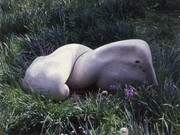 Barry Flanagan, Untitled (carving no.1/83), 1983,
Dark Tuscan Travertine (stone carving), 28 1/4 x 30 3/4 in / 72 x 151.1 x 78 cm
© The Estate of Barry Flanagan, 2015
