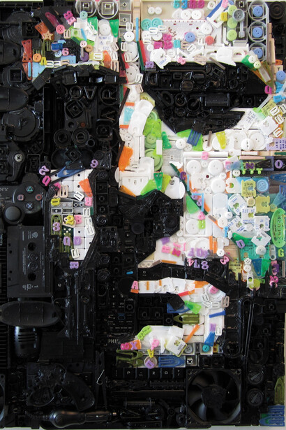 Zac Freeman, Jason, Found object assemblage on board, 60 x 50 cm (approx)