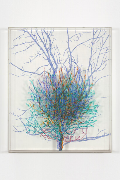 Charles Gaines, Numbers and Trees II, Spike #4, 1987, Watercolor, ink and pencil on Masonite and acrylic sheet, 48 × 39½ in. Courtesy the artist and Susanne Vielmetter Los Angeles Projects. Photo: Robert Wedemeyer