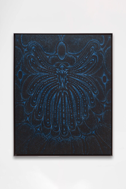 Ragini Bhow, Ma, 2022. Crushed crystal, pigment, mica, acrylic, on basswood in artist's aluminum frame, 31 x 25 inches (79 x 64 cm). Courtesy of François Ghebaly Gallery