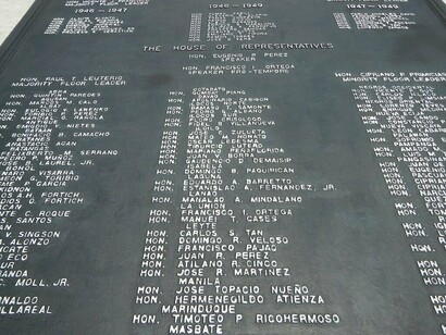 A close-up of the First Congress of the Republic of the Philippines 1946-1949, located in Rizal Park, Manila