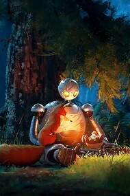Cena do filme Robô Selvagem. Um robô programado para cuidar e ajudar cai numa ilha selvagem antes de chegar a seu destino. Naquele ambiente hostil ele precisa adaptar-se para sobreviver, mas, por obra do acaso, adota um filhote de ganso e seus instintos (sim, instintos) maternais vêm à tona. Ele precisa fazer de tudo para cuidar e proteger sua cria. Pode não ter sido a animação mais vista, mais inovadora, ou a de maior bilheteria do ano, mas tem alguns elementos que a destacam no marasmo atual do cinema