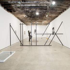 Pepo Salazar , Noise, 2008-2015, steel, 240 x 331 10.83 x 6 in. / 843 x 331 x 10.16 cm, exhibition view,  Image courtesy of the artist and Simon Preston Gallery
