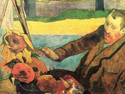 Paul Gauguin, Portrait of Vincent van Gogh Painting Sunflowers