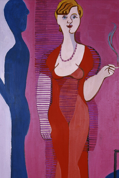 Ernst Ludwig Kirchner, Blond woman in red dress (Portrait of Frau Hembus), 1932. Mit freundlicher genehmigung des Kirchner Museums