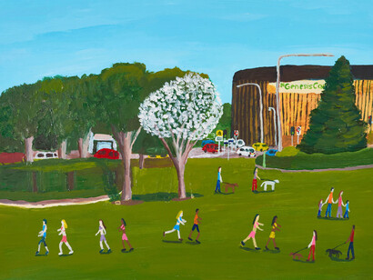 Simon Nicholls, Community in Koshigaya Park in Campbelltown for Pet palace (detail), 2026. Courtesy of Art Gallery of NSW