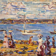 Maurice Brazil Prendergast
American, born Canada, 1858‒1924
Gloucester
1907‒10
Oil on panel
10 5/8 x 13 ¾ in. (27.0 x 34.9 cm)
Sidney and Lois Eskenazi Museum of Art, Gift of Mrs. Charles Prendergast in honor of President Thomas and Mrs. Ellen Ehrlich