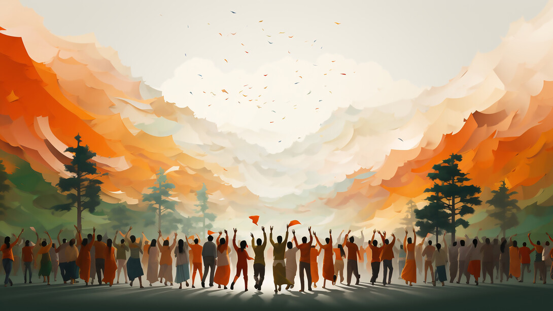 Join the jubilant celebration of peace and harmony as individuals unite in understanding and empathy