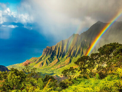 Arco-íris no Vale Kalalau, Havaí