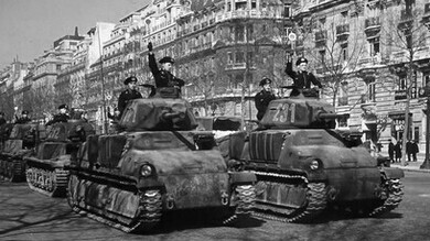 Tanques nazis pisoteando los Campos Eliseos, París, Francia