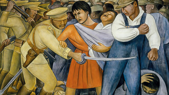 The Uprising (1931) is a portable fresco by Mexican artist Diego Rivera. Measuring 74 x 94 1/8 inches, it was created on reinforced cement in a steel framework during his historic retrospective at the Museum of Modern Art (MoMA) in New York, USA
