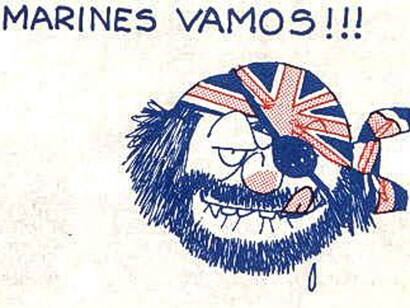 Cartel propagandístico utilizado durante la Guerra de las Malvinas