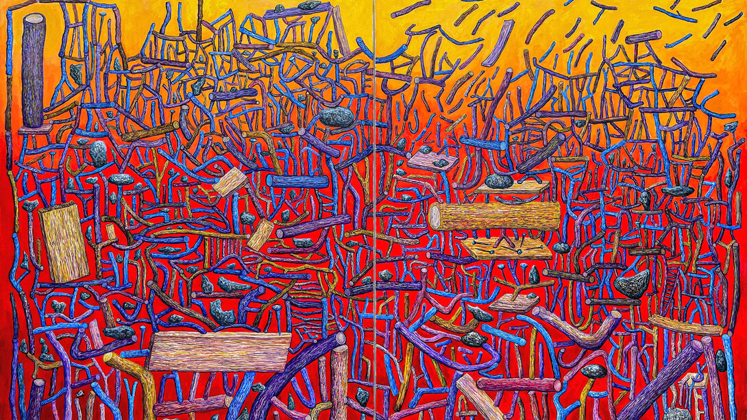 Sticks and stones, artwork in exhibition. Courtesy of Bruno David Gallery