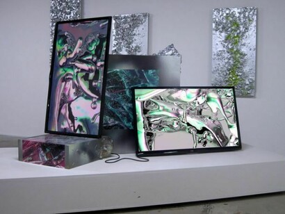 Adham Faramawy, Life proof iPhone Cover, mixed media plinth, Trocadero 1 & 2, monitor based videos, 20 minutes, installed at Open heart Surgery at The Moving Museum, 2013