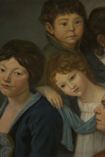 Unknown artist, Portrait of Vera Bibikova surrounded by servants (detail), 1805–10. Courtesy of the State Hermitage Museum