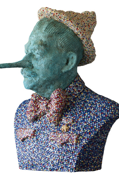 Sam Havadtoy, Stalin with nose of Pinocchio, Trilogy, 2016. Photographer Gyorgy Darabos