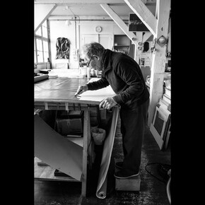 Takesada Matsutani in his studio. Paris, 27 January 2019 © Michel Lunardelli