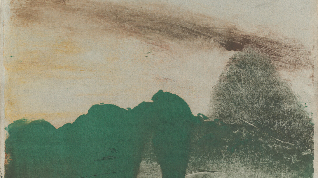 Hilaire‑Germain‑Edgar Degas (French, 1834–1917). Forest in the Mountains (Forêt dans la montagne), c. 1890. Monotype in oil on paper. Plate: 11 13/16 x 15 3/4″ (30 x 40 cm). The Museum of Modern Art, New York. Louise Reinhardt Smith Bequest.