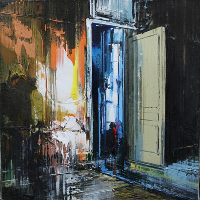 Night Vision small version, 2016 - 2017, oil on canvas, 34 x 35 cm, John Monks. Courtesy of Long & Ryle Gallery