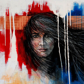 JungHee Lee-Marles, When the Wind Blows II, Acrylic & Mixed Media on Board, 24" x 40"