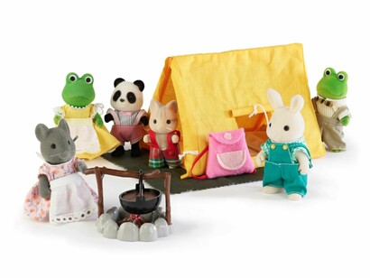Epoch Co. Ltd. for Tomy, Sylvanian Families camping set and animal figurines, 1987–95. Courtesy of Frist Art Museum