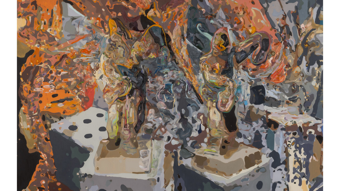 Elliott Hundley, Actor (Orange), 2015, Oil on linen, 203 x 244 cm, 80 x 96 in.