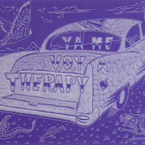 Ricky Armendariz, Ya me voy a therapy, 2015, wood block print, 36 x 48"