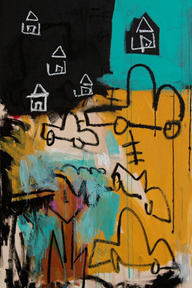 Jenny Perez, Home Sick, 2016, Acrylic and pastel on wood panel, 100 x 70 x 6 cm