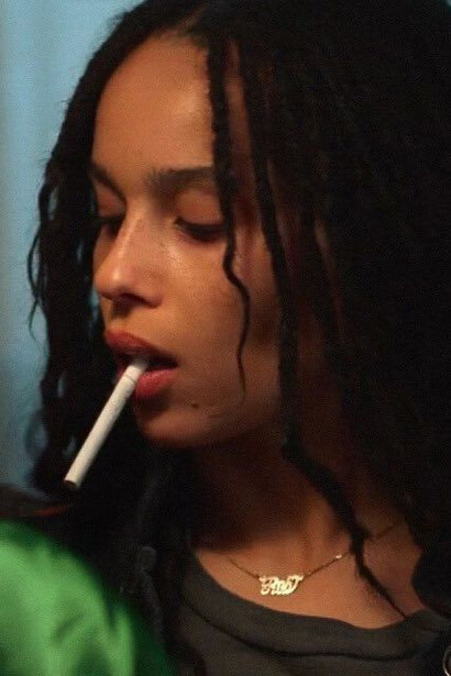 A woman smoking a cigarette
