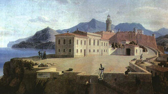 La villa dei Mulini in una stampa dell'epoca